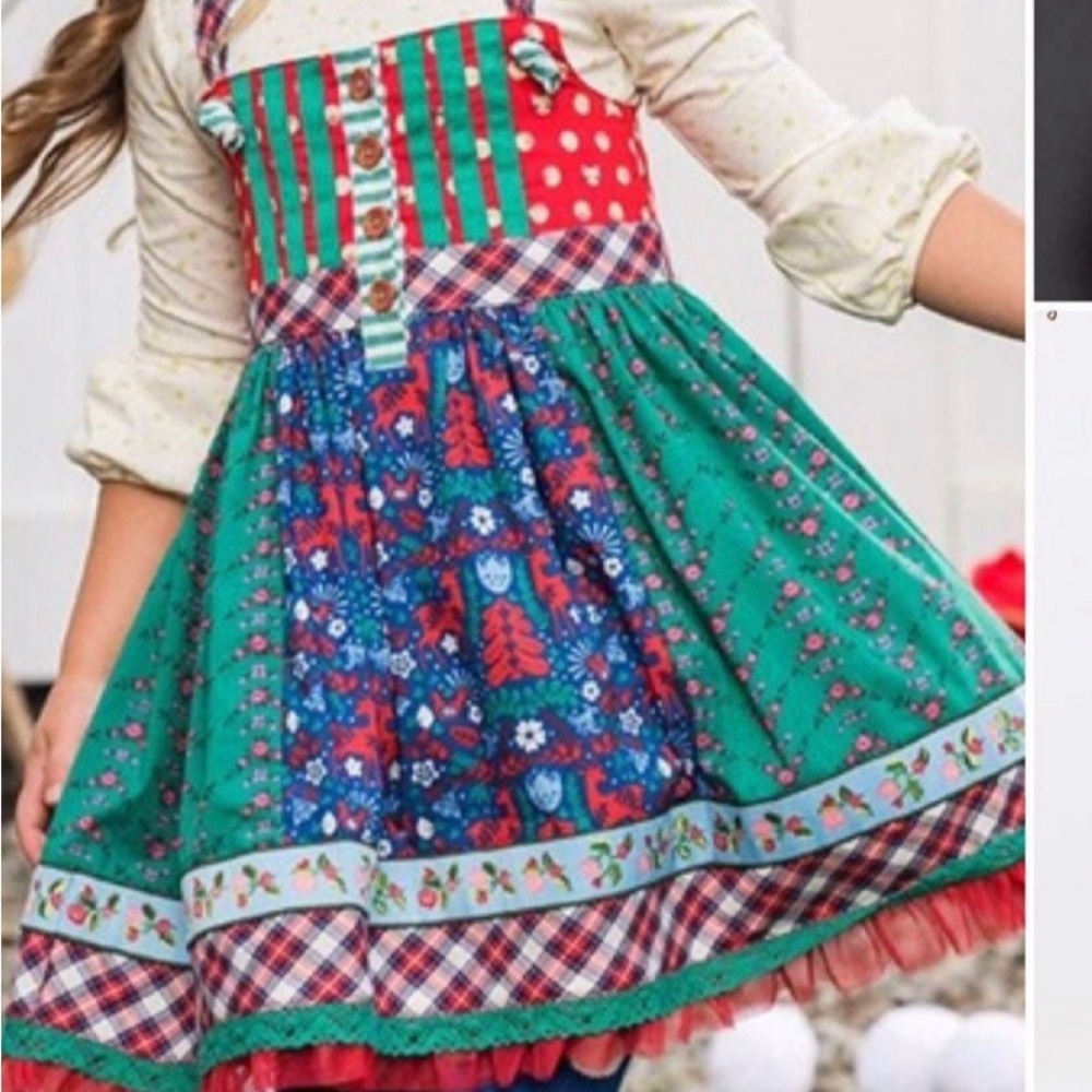 Matilda Jane “make Believe Holly Days” Tie Knot Dress Girls size 8